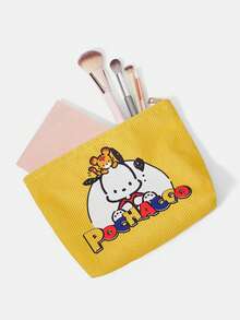 HELLO KITTY AND FRIENDS | SHEIN 1個卡通印花燈芯絨拉鍊化妝包，輕量多功能內襯化妝收納袋 - 動物 - 查看 7