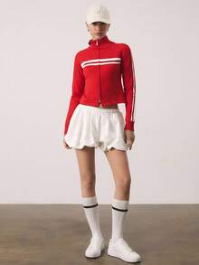 SHEINNeu Women Elastic Waist Wide Leg Bloomers Shorts In Solid Color - White - View 4