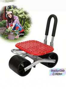 1PC Garden Cart With 360 Degree Swivel Wheels Adjustable Height Rolling Mobile Planting Seat Stool Durable Sturdy Material For Gardening Farming Outdoor Work Plant Lovers Lawn Chair Tool Gift - A - View 1