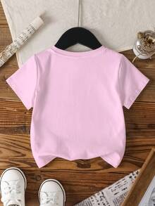 SpongeBob SquarePants | SHEIN Young Girl Letter & Cartoon Print Round Neck Short Sleeve T-Shirt - White - View 2