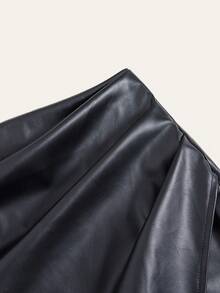 Franclia Falda cruzada unicolor PU - Negro - Ver 4
