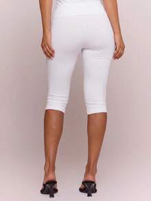 MUSERA ESSENTIALS Celana Capri Legging Pinggang Elastis Lembut untuk Musim Semi, Musim Panas, Liburan, Sehari-hari, Pakaian Dasar Sederhana yang Penting - Putih - View 5