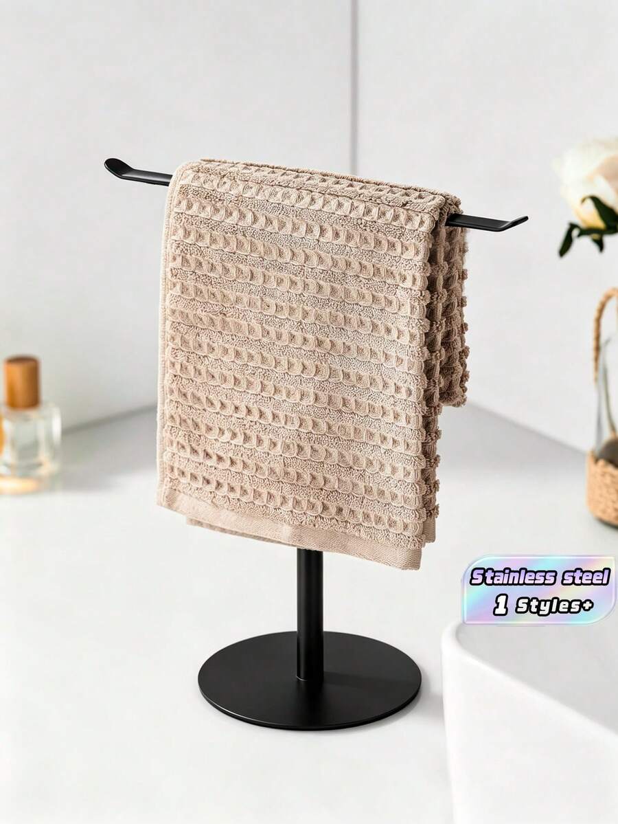 BlackTowel Rack, Bathroom T-Shaped Towel Rack, Kitchen Towel Rack, Make Towel Storage More Simple And Convenient - Black - View 1