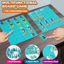Montessori Toy 4 In 1 Game Set: Connect Four, Matching, Dominoes, Word Game For Kids' Intelligence Development, Tabletop Game, Children's GiftsSchool, Student,Stationery,School Supplies - Multicolor - View 4