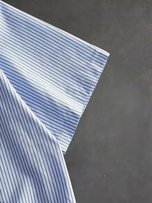 ROMWE MEN Camisa de rayas holgada con botones de estilo de carreras para hombres - Multicolor - Ver 4