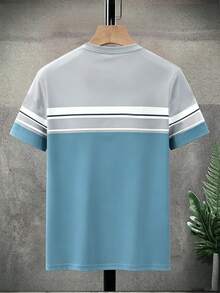 NEOREFINED Men's Casual Retro Striped Contrast Color Chicago Graphic T-Shirt - Multicolor - View 3