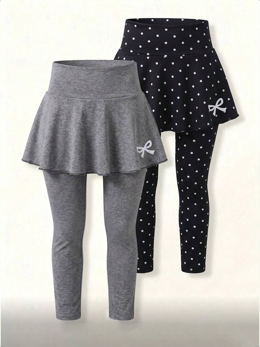 Elladie kids 2件組女孩休閒蝴蝶圖案印花裙子與內搭褲套裝 - 彩色 - 查看 1