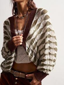 Bohemela Women's Colorblock Casual Versatile Everyday Knit Top - Army Green - View 4