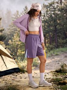 Exploreva Exploreva Women's Summer Casual Modest Sports Outdoor Shorts Vacation Going Out Purple,Trail Run Outfit - Purple - View 5