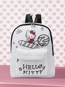 HELLO KITTY AND FRIENDS | SHEIN 白色空間主題印花後背包，多口袋可調節肩帶後背包 - 白色 - 查看 1