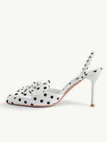 CUCCOO CHICEST Women's Pointed Stilettos, Elegant And Simple Polka Dot Sardines, Black High-End Overshoes Fall Shoes - White - View 6