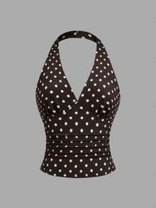 Sweetra Women's Ruched Fitted Halter Neck Top, Versatile For Daily Wear And Outings - Multicolor - View 5