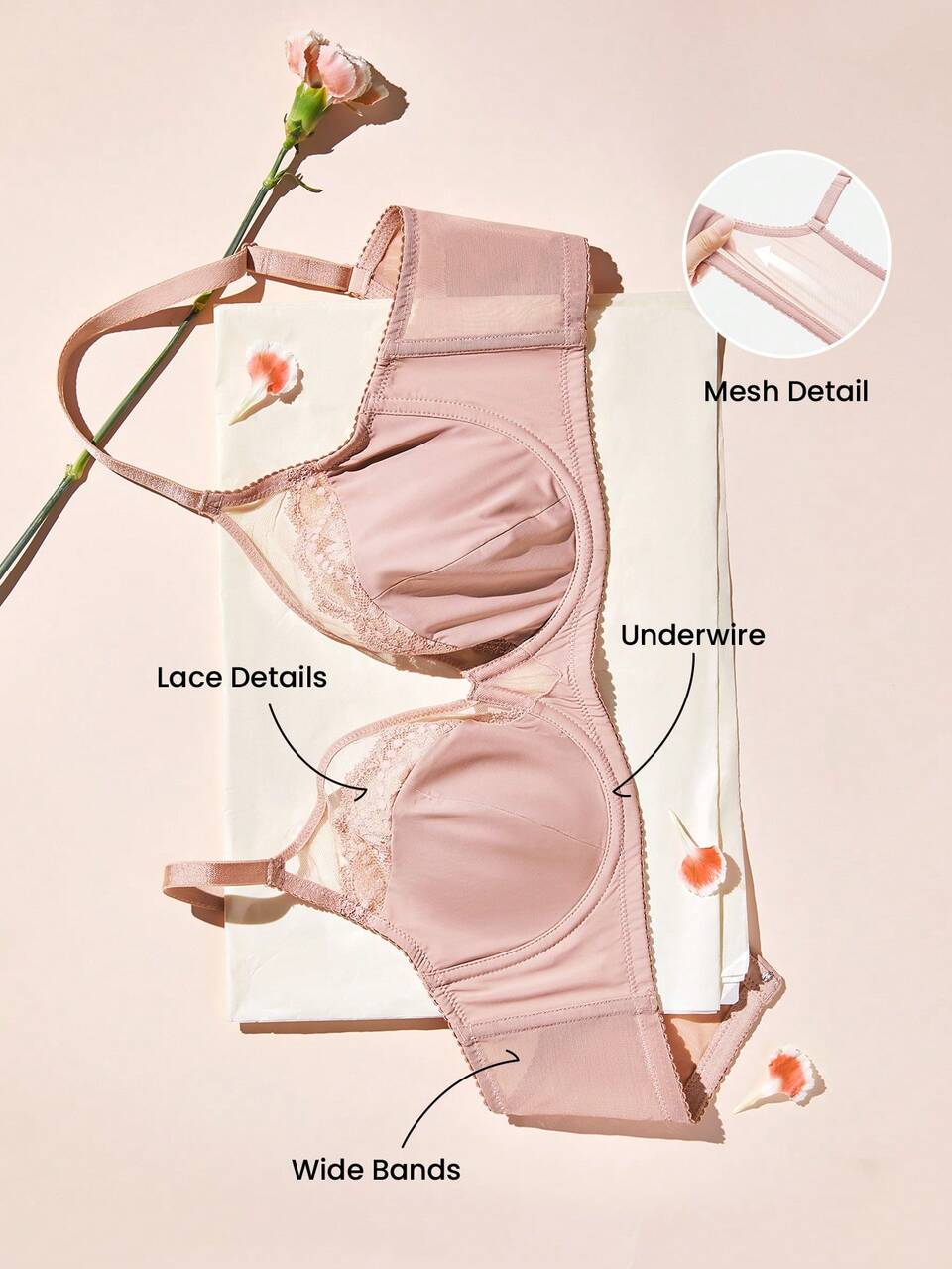 Full Coverage Unlined Lace Minimizer Bra