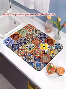 1PC Large Diatom Mud Coffee Pattern Water Absorption Anti Slip Drainage Mat Quick Drying Washable Easy Clean Non Slip Countertop Dish Drying Pad For Kitchen Coffee Bar Water Bar Worktop Home Office Decor - Multicolor - View 10