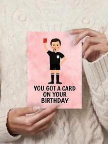 1PC Thick Paper Football Referee Red Card Novelty Humorous Birthday Greeting Card With Red Envelope Ample Writing Space Durable Sturdy For Sports Fans Family Friends Memorable Funny Celebration Gift Referee Whistle Design - multicolor - View 2