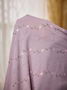 PalaceNights Royal Style Heavy Embroidery Fabric V-Neck Lace Trim Long Sleeve Loose Maternity Nightgown - Mauve Purple - View 7
