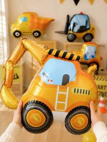 MINKOJA 4pcs NEW Design Excavator Bulldozer Foil Balloon For Construction Theme Birthday Party Decorations Supplies, Baby Shower Birthday Decorating Balloons, Party Supplies - View 6