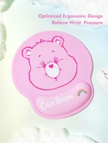 SHEIN X Care Bears Alfombrilla de ratón para computadora con patrón de dibujos animados y reposamuñecas - Redondo - Ver 1