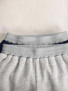 SHEIN Girlism Young Girl Casual Knitted Sweatpants, Contrast Waistband, Street Style, Solid Color Knitted Loose Casual Wide Leg Sweatpants, Cool Street Style, Daily Wear, Back To School, Casual Cute, Sister Outfit, Mother And Daughter Matching - Multicolor - View 3