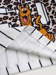 SCOOBY-DOO X SHEIN Women's Casual Y2k 2000s Letter Cartoon Print Tube Top, Versatile For Daily Wear Going Out Night Out Black And White Summer - White - View 5