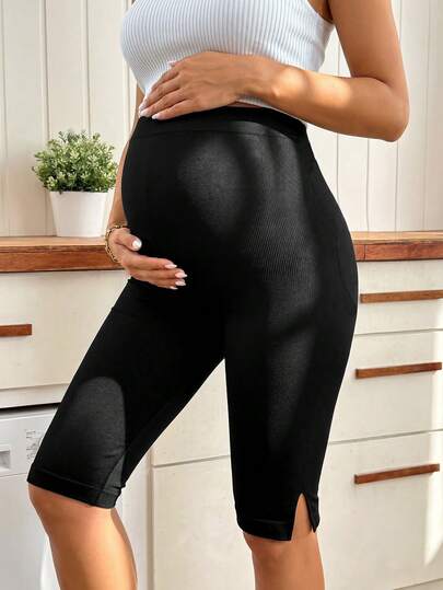 SHEIN 孕婦無縫運動七分褲/高彈性舒適/