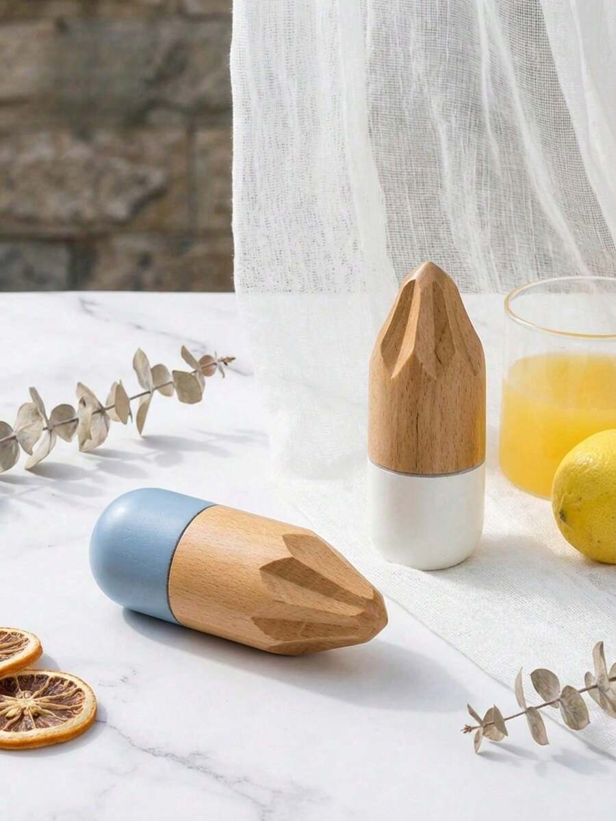 Haus Hana 1PCWooden Lemon Jucie Ergonomic Wooden Lemon Squeezer Handheld Fruit Juice Tool For Fruit Juice For Kitchen Camping Travel - Multicolor - View 1