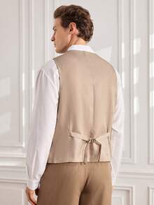 Officeau Men's Champagne Waistcoat, With 4 Buttons, For Formal Business/ Office - Champagne - View 2