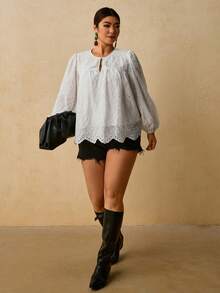 Travachic Plus Size Women's Casual Elegant Long Sleeve Shirt Bohemian Style Suitable For Autumn/Winter Wear Formal White - White - View 7