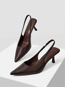 MOTF PREMIUM WOMEN'S FASHION SIMPLE AND VERSATILE PLAID HIGH-HEELED SHOES - Dark coffee - View 2