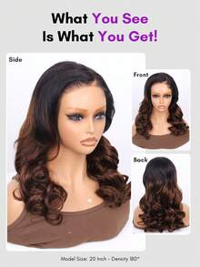 ALL READY WIG T1B/4 Ombre Highlight Bob Wig Human Hair 14 Inch Body Wave Bob Wig Loose Wavy 8x5 Lace Front Glueless Drawstring Wig Pre Plucked 180% Density Ready To Go Wig - T1B/4 - View 5