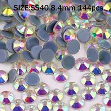 DMC Round SS6- SS50 2mm-10mm Clear And Crystal AB High Quality Hotfix Stones Hot Fix Rhinestone Glitter Flatback Crystal Strass Iron On Rhinestones For Garment Sewing & Fabric Dress Bag Shoes Decorations - Black and White - View 27