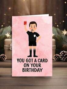 1PC Thick Paper Football Referee Red Card Novelty Humorous Birthday Greeting Card With Red Envelope Ample Writing Space Durable Sturdy For Sports Fans Family Friends Memorable Funny Celebration Gift Referee Whistle Design - multicolor - View 7