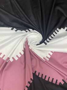 SHEIN Gaun Tidur Lengan Pendek Kasual Motif Gelombang Digital Wanita, Moo Moo - Hitam - View 7