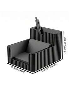 1件 3D列印大容量多功能黑色條紋桌面收納盒 附便利貼分配器、筆筒杯，遊戲辦公桌配件，教師感謝、開學季、畢業禮物 - 黑色 - 查看 6