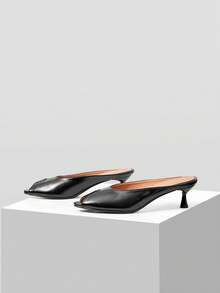 Mnmlis New French Open Toe Fashion Glossy Sexy High-Heeled Sandals In The Summer Of 2026 Kitten Heels - Black - View 3