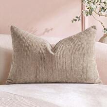 Cirelle 1 Stück Stück/2 Stücke Ganzjahres-Kissenbezüge aus vertikal strukturiertem Chenille, einfarbig gestreifte quadratische Kissenhüllen, neutraler minimalistischer Farmhouse-Boho-Stil für Sofa, Schlafzimmer, Erkerfenster, Homestay, Kissenfüllung nicht enthalten - Beige - Übersicht 10