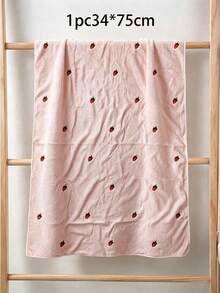 1PC Coral Fleece Embroidered Strawberry Hand Towel Microfiber Solid Color Soft Absorbent Quick Dry Bath Towel Washcloth For Home Bathroom Washroom Couple Use Lightweight Durable Skin Friendly - Pink - View 4
