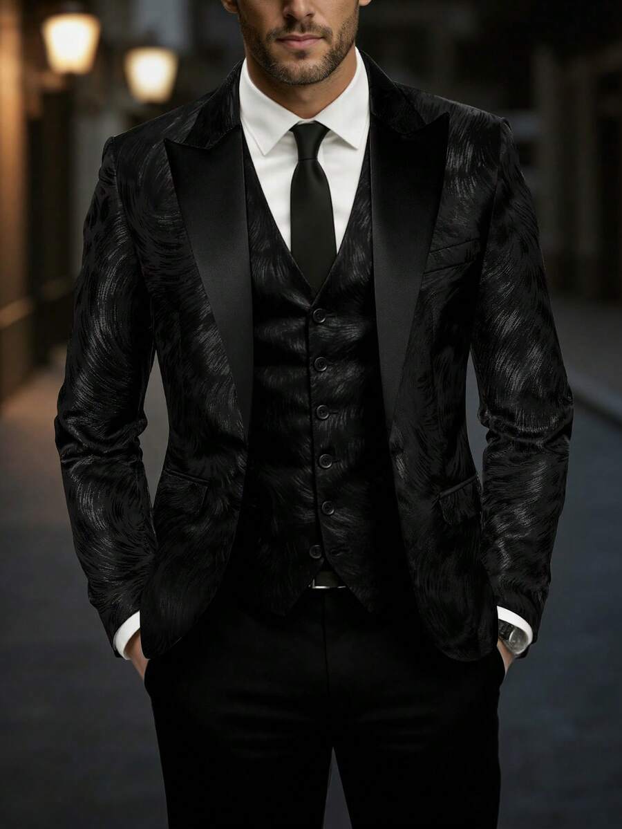 Manfinity Homme British Business Style Single Button Men's Blazer - Black - View 1