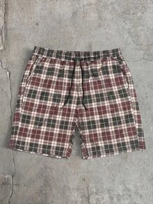 AXEPEAK Casual Bear Print T-Shirt And Plaid Shorts Men's Set - Multicolor - View 11