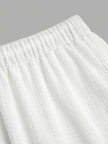 Sweetra Plus Size Women's White Summer Waist Tie Wide Leg Long Pants Fall - White - View 4