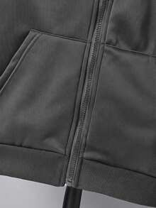 Sudadera con capucha y cremallera para adolescente, estampado de patrón versátil, multifuncional, para otoño - Gris - Ver 7