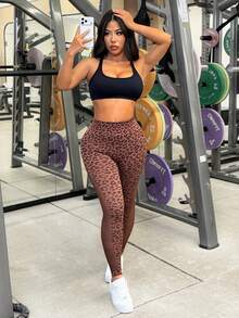 Slayform Slayform Women's Seamless Butt-Lifting Waist-Cinched Sexy Yoga Workout Leggings - Brown - View 5