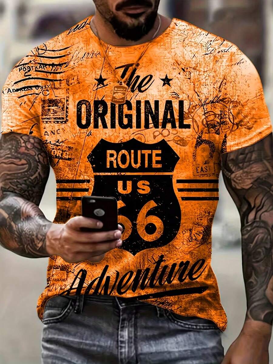 Manfinity Dauomo Men'S Summer Creative Fashion 3D Digital Print T-Shirt - Multicolor - View 1