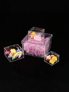 10/20 Packs Clear Lidded Acrylic Display Boxes - Square Clear Cube Containers, Ideal For Candies, Home & Office Decor, Parties, Wedding Favors, Valentine's Day Events And Multi-Purpose Storage, Gift Boxes, Jewelry And Mor - Multicolor - View 7