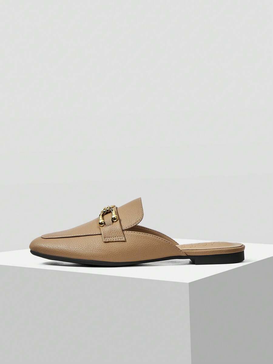 MOTF PREMIUM CASUAL COMFORTABLE METALLIC DETAIL FLATS, FOR NEW YEAR HOLIDAY, SPRING SHOES SPRING BREAK EASTER - Apricot - View 2