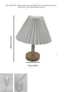 1PC USB Three-Color Dimmable Pleated Table Lamp, Creative & Minimalistic Modern Night Light For Bedside, Romantic And Warm - White - View 2