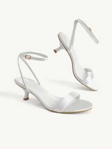 CUCCOO CHICEST Women Shoes Spring And Summer New Thin Strap Splicing Design Pointed Tip Thin Heel High Heel Gentle Temperament Simple Versatile Leather Women Sandals - Simulated silk white - View 3