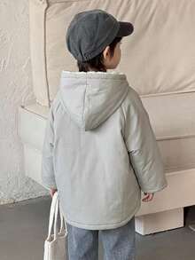 Dazy Kids Young Boy Raglan Long Sleeve Zip-Up Hooded Winter Jacket - Light Grey - View 9
