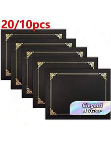 20/10PCS Golden Foil Certificate Holder Elegant Diploma Document Holders For 8.5x11 Inch Letter Size Awards, Office & Academic Use - multicolor - View 1