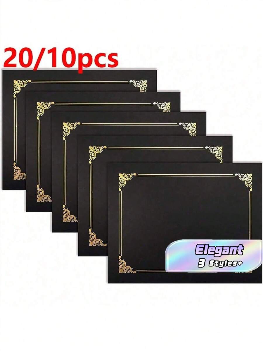 20/10PCS Golden Foil Certificate Holder Elegant Diploma Document Holders For 8.5x11 Inch Letter Size Awards, Office & Academic Use - multicolor - View 1